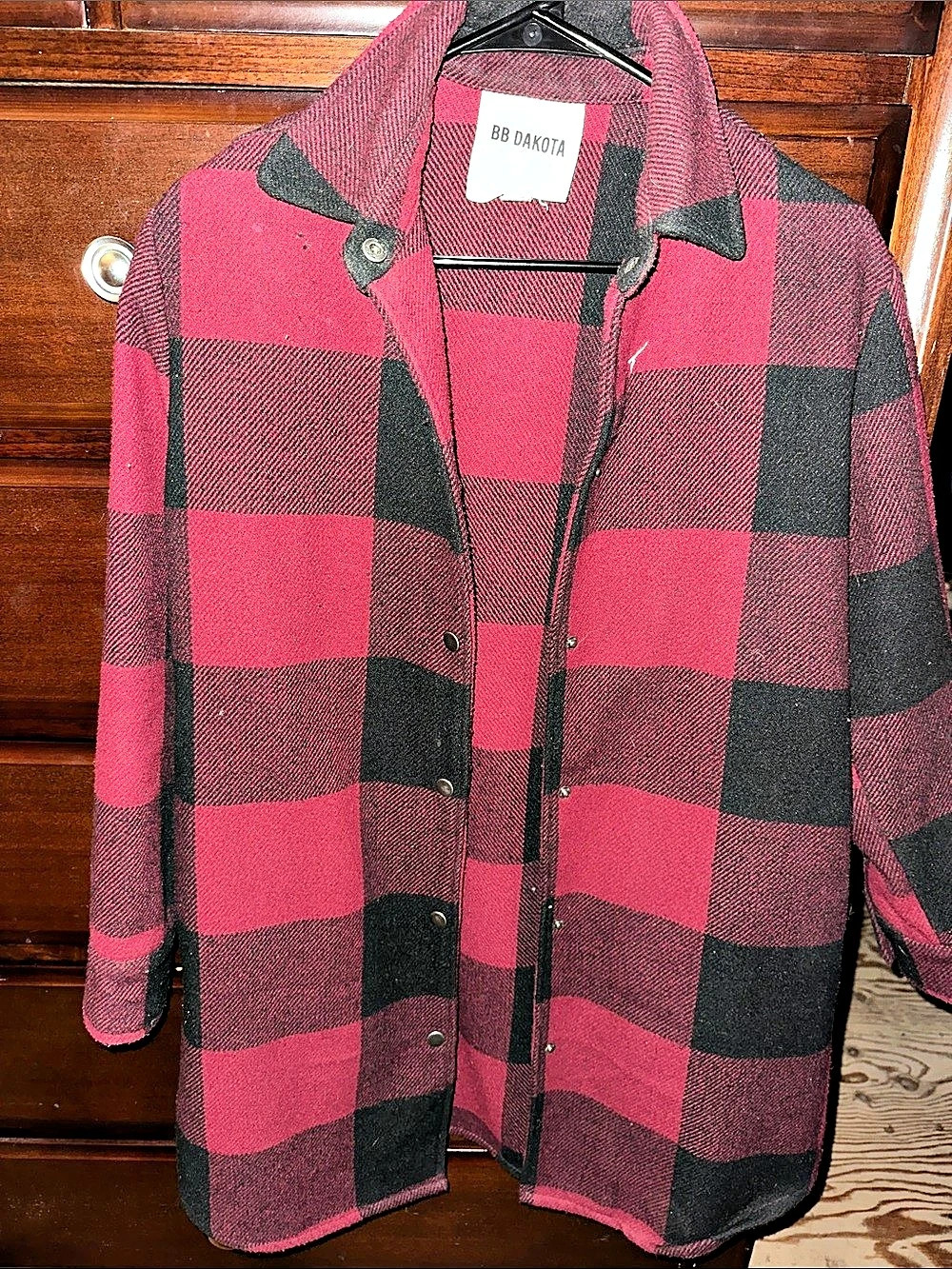 BB Dakota Eldridge Jacket Women'Small Checkered Coat Red & Black Small